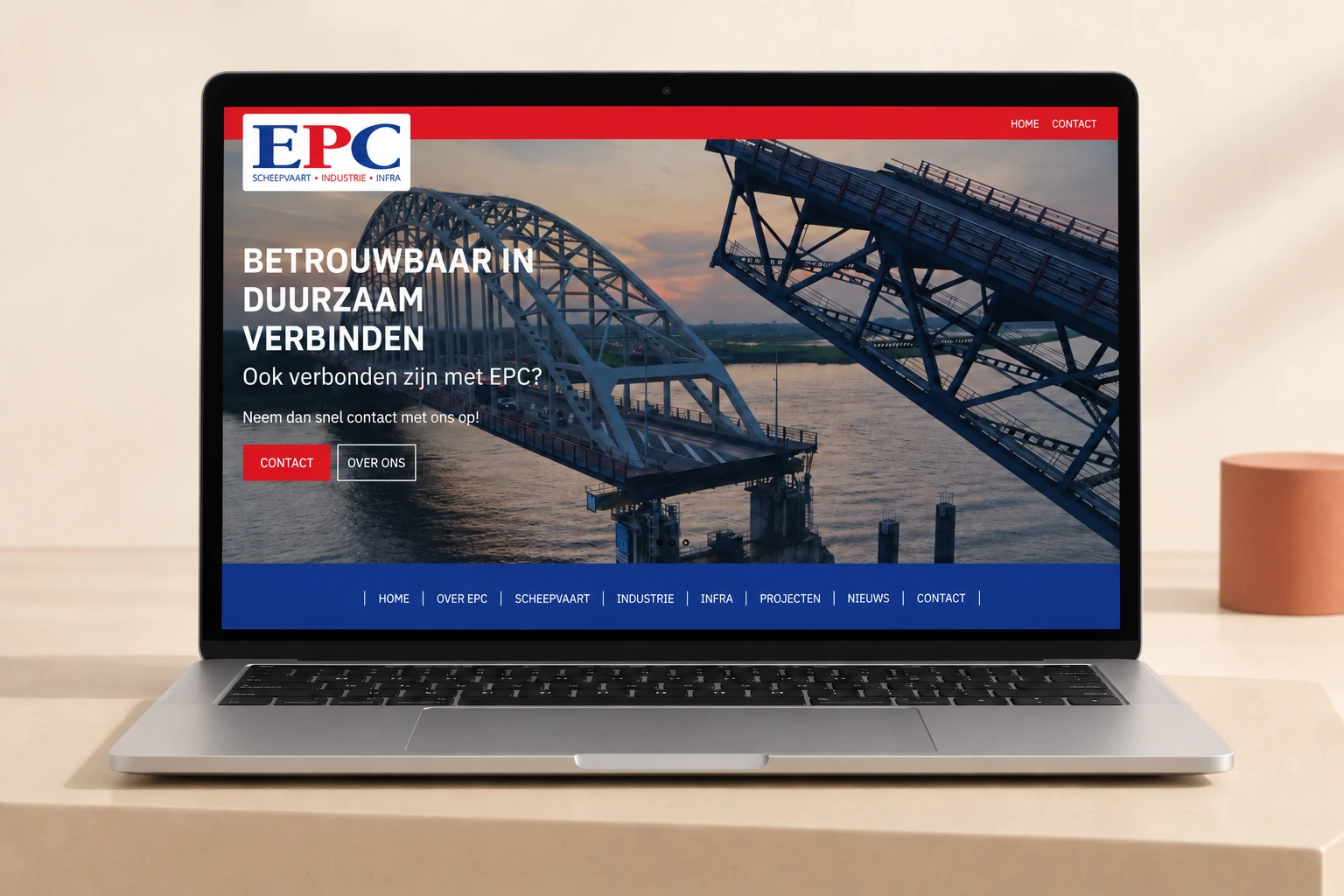 EPC-website gepresenteerd op een laptop